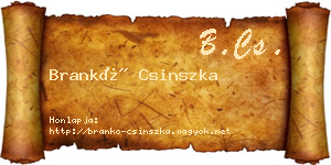 Brankó Csinszka névjegykártya